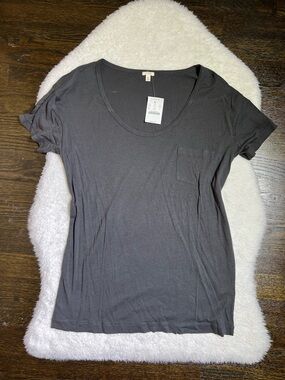 J. Crew Charcoal Gray Pima Cotton Blend Pocket T-Shirt Small
